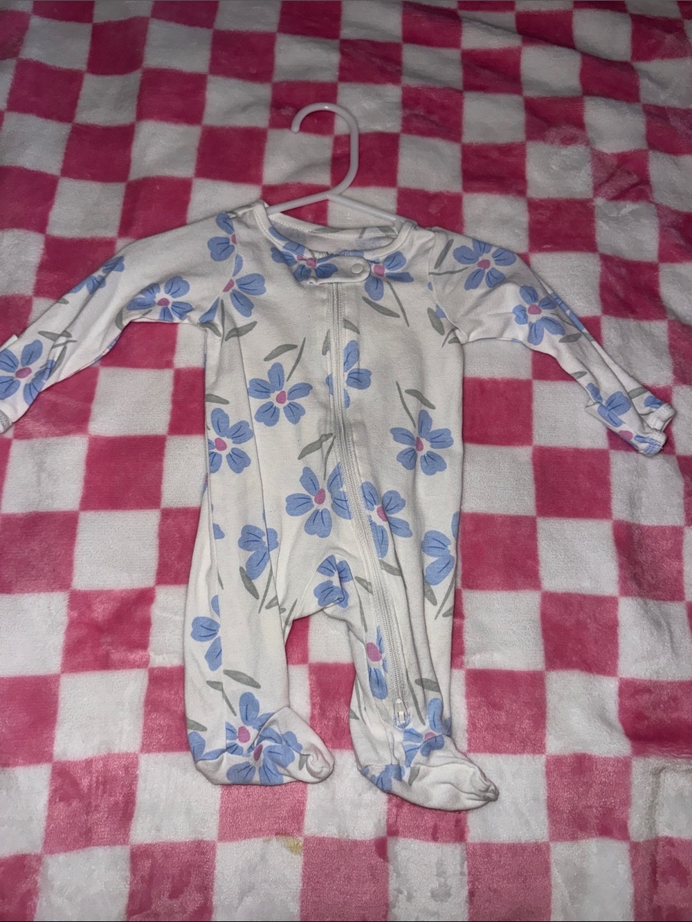 Carter's White Footed One-Piece with Blue Floral Print
